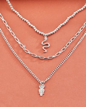 Shein Men Beaded Snake & Owl Charm Multistrand Chain-image-12