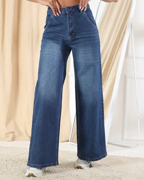 Shein Full Length Fly With Button Closure Mid Wash Jeans-picture-37