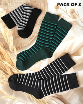 Shein Combo of 3 Striped Calf Length Everyday Socks-picture-41