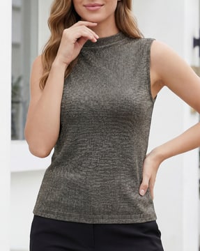 Shein Shein Women Sleeveless Textured Crew Neck Top