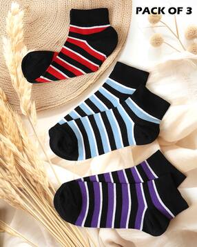 Shein Combo of 3 Striped Ankle Length Everyday Socks-picture-36