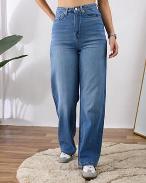 Shein Full Length Fly With Button Closure Mid Wash Jeans-picture-17