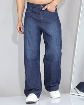 Shein Fly With Button Closure Panelled Mid Wash Jeans-image-1
