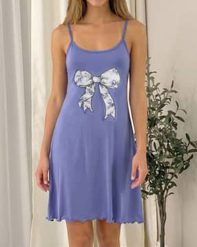 Shein Spaghetti Strap Floral Bow Print Mini Chemise-picture-19