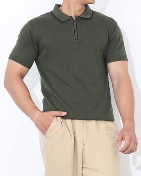 Shein Short Sleeve Contrast Trim Detail Zipped Tshirt-picture-26