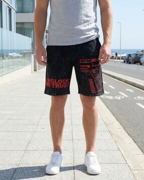 Shein Elasticated Drawstring Waist Graphic Print Shorts-image-4