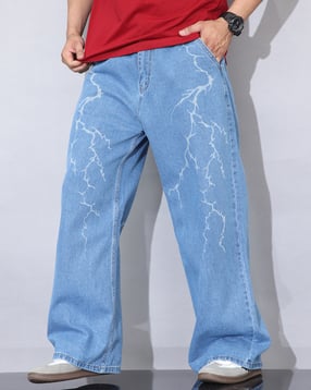 Shein Full Length Low Rise Abstract Light Wash Jeans-picture-17