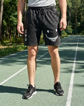 Shein Elasticated Drawstring Waist Graphic Print Shorts-image-27