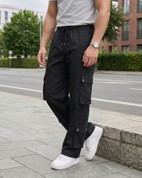 Shein Elasticated Drawstring Waist Panelled Cargo Pants-picture-23