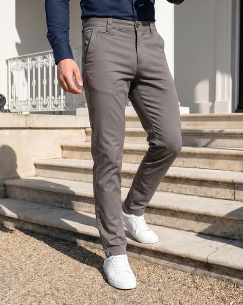 cigarette pants men Blue Wool Trousers These pale beige cigarette pants are tailored from fine virgin wool featuring a delicate tone GINGTTO Mens Dress Pants Slim
