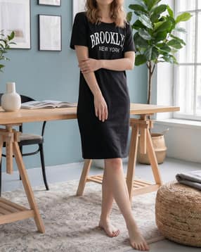 Shein Short Sleeve Typographic Chest Print Nightshirt-picture-40