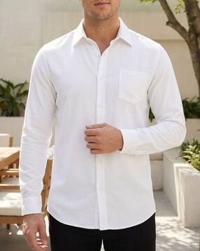 Shein Spread Collar Full Sleeve Chest Pocket Shirt-picture-24