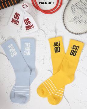 Shein Combo of 3 Typographic Calf Length Athletic Socks-picture-23