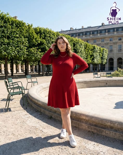 Buy Burgundy Dresses for Women by SHEIN Plus Online