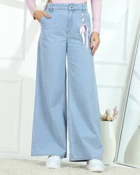 Shein Full Length Heart Patch Detail Light Wash Jeans-picture-30