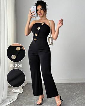 Shein Strapless Overlay Detail Panelled Jumpsuit With Zip-picture-12