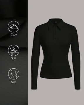 Shein Spread Collar Full Sleeve Buttoned Polo Tshirt-picture-18