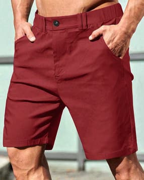 Shein Fly With Button Closure Knee Length Chino Short-picture-33