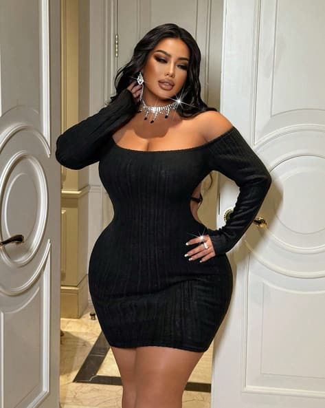 cheap bodycon mini dresses plus size Short Black Dress Plus Size Women Off Shoulder Self Designed Dress Bridesmaids Dresses - #Chloe Division: B2 Colors:Champagne waist 35