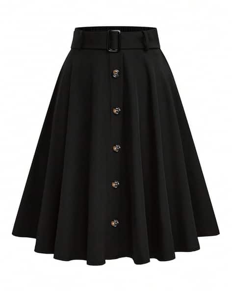 Shein Semi Elasticated Waist Mini Flared Skirt With Belt