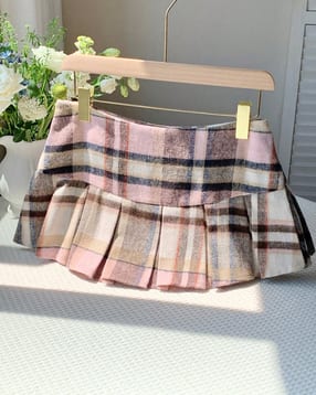 shein plus Shein Semi-Elasticated Waist Checked Mini Pleated Skirt-picture-44