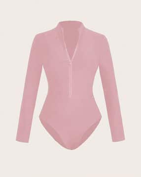Shein High Neck Full Sleeve Zip Closure Bodysuit-picture-47