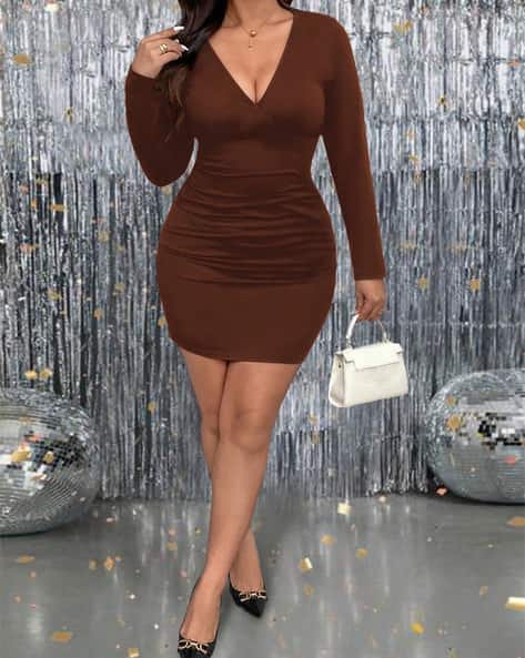 brown mini bodycon dress Buy Dresses for Women by SHEIN Plus Online CL135877022 11/8/2023 Elegant Ball Gowns and Size:15 Med 32-33 Sleeve