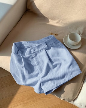 Shein High Rise Button Closure Ribbed Shorts-picture-38