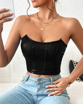 Shein Shein Women Strapless Corset Style Crop Tube Top
