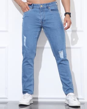Shein Fly With Button Closure Clean Wash Distressed Jeans-picture-19