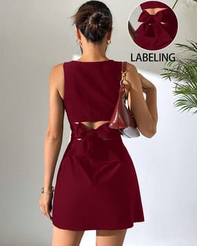 Shein Sleeveless Back Cut-Out Tie Up Detail A-Line Dress-picture-35