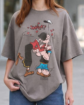 Shein Drop Shoulder Popeye Front Print Crew Tshirt-picture-35