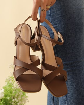 Shein Women Open Toe Buckle Fastening Block Heel Sandals-picture-10