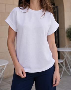 Shein Shein Women Medium Length Extended Sleeve Textured Top