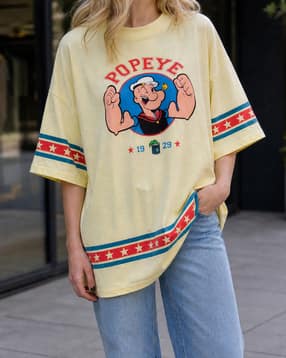 Shein Drop Shoulder Popeye Chest Print Crew Tshirt-picture-10