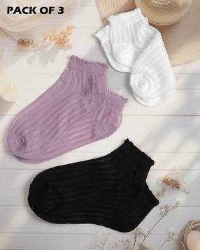 Shein Women Combo of 3 Scalloped Hem Ankle Socks-picture-21