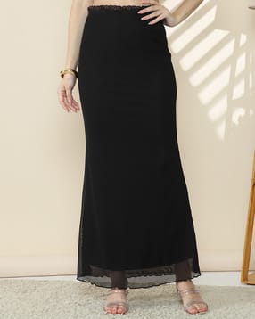 Shein Waistband Lace Trim Curled Hem Maxi Skirt-picture-31