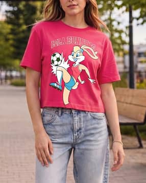 Shein Short Sleeve Looney Tunes Back Print Crew Tshirt-picture-11