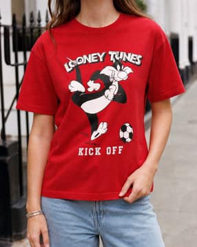 Shein Short Sleeve Looney Tunes Front Print Crew Tshirt-picture-33