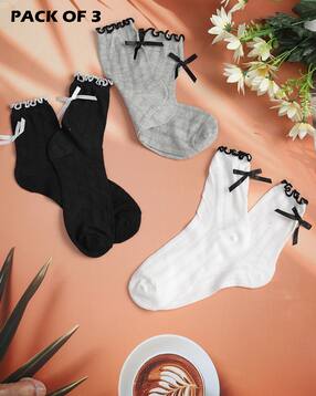 Shein Women Combo of 3 Mesh Panelled Everyday Socks-picture-35
