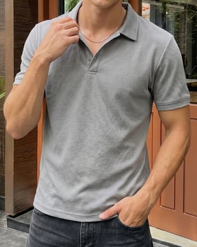 Shein Medium Length Short Sleeve Textured Polo Tshirt-picture-26