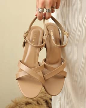 Shein Women Open Toe Buckle Fastening Block Heel Sandals-picture-30