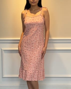 Shein Tie-Up Spaghetti Strap Floral Print Nighty-picture-47