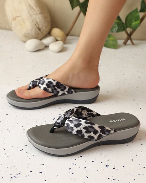 Shein Women Open Toe Animal Print Thong Strap Sandals