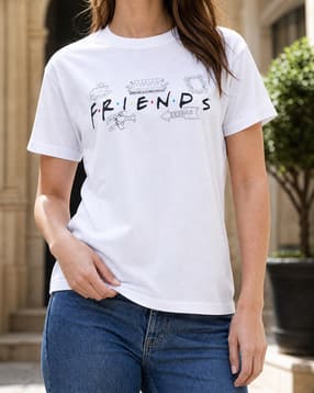 Shein Women Short Sleeve Friends Chest Print Crew Tshirt-picture-41