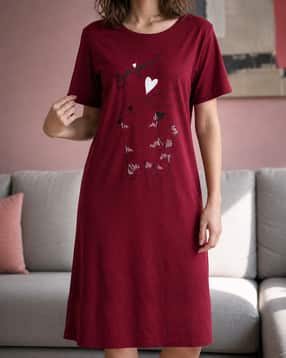 Shein Short Sleeve Graphic Front Print Nightshirt-picture-32