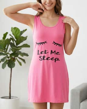 Shein Sleeveless Typographic Chest Print Nightshirt-picture-51