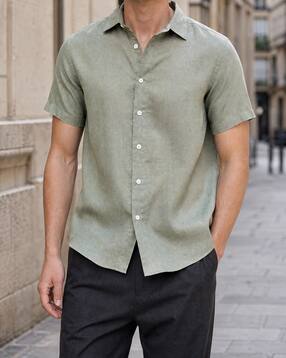 Shein Medium Length Spread Collar Short Sleeve Shirt-picture-15