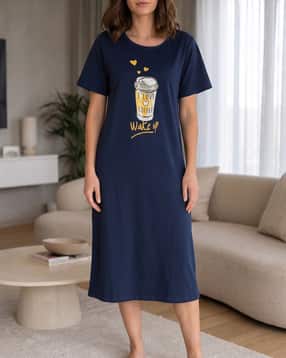 Shein Short Sleeves Graphic Front Print Nightshirt-picture-32