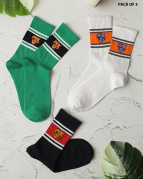 Shein Men Combo of 3 Typographic Print Athletic Socks-image-15